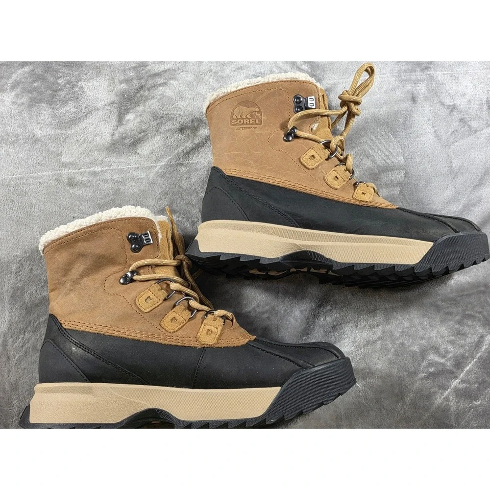 Sorel Scout 87 Lux WP Boots Mens 10 Caribou Buff Black‎ Waterproof Insulated NEW